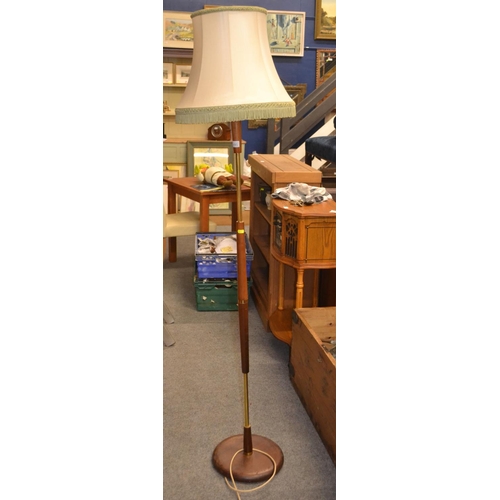 695 - Teak and Brass standard lamp height inc. shade175cm