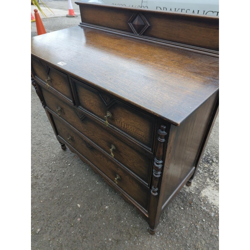 783 - Early C20 oak 2 over 2 chest of drawers. W107cm d49cm h102cm