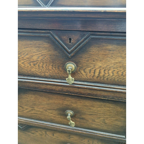 783 - Early C20 oak 2 over 2 chest of drawers. W107cm d49cm h102cm