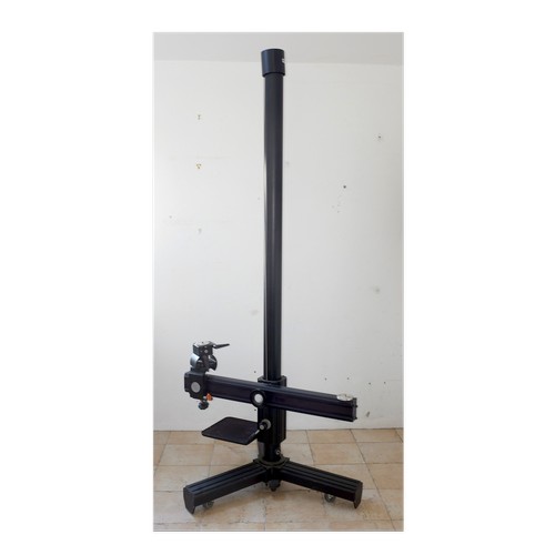 696 - Studio camera stand, Inka instruments factory Kampen inc. two camera mounts, single pedal lock down ... 