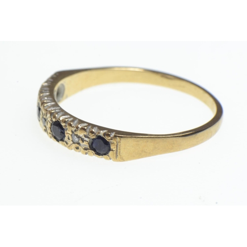 5 - 9ct gold half eternity ring set with diamonds & sapphires, size M/N, 1.3 grams