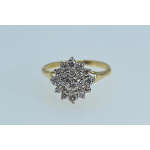 6 - 18ct gold & diamond cluster ring, size Q, 4.43 grams