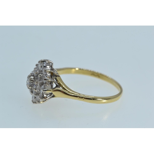 6 - 18ct gold & diamond cluster ring, size Q, 4.43 grams