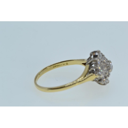 6 - 18ct gold & diamond cluster ring, size Q, 4.43 grams