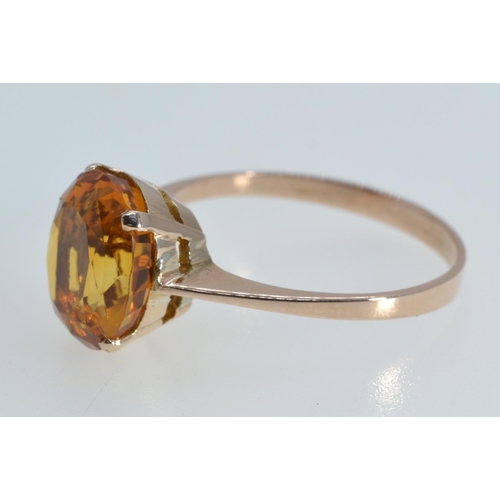 10 - Yellow metal & citrine ring, tests positive for 9ct gold, size K1/2, 1.74 grams