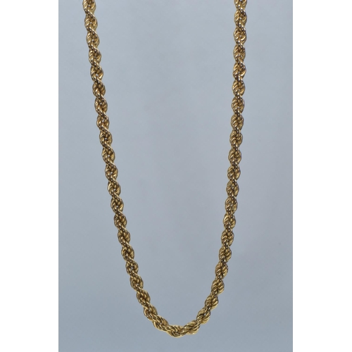 15 - 9ct gold rope neck chain, circumference 560mm, 6.41 grams