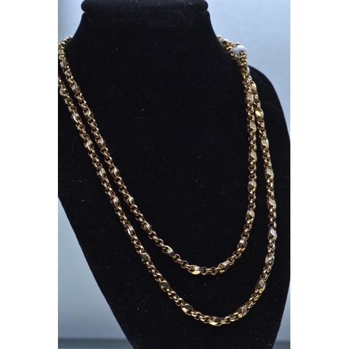 17 - Yellow metal neck chain, tests positive for 9ct gold, circumference 640mm, 11.6 grams