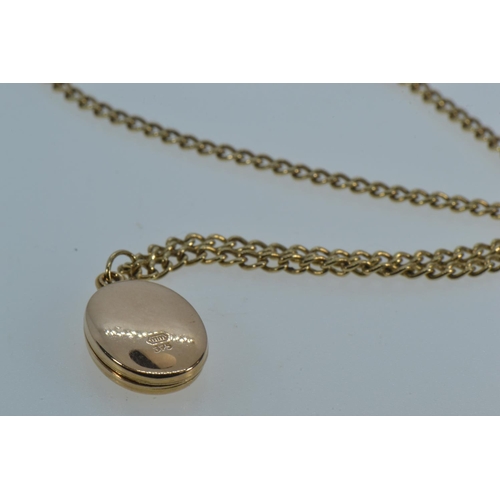 19 - 9ct gold locket & neck chain, locket length including link/bale 22mm, chain circumference 525mm,... 