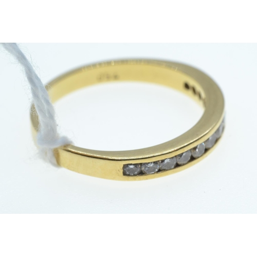 38 - 18ct gold & diamond half hoop ring, size O1/2, 3.2 grams