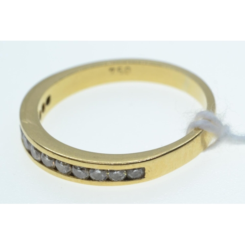 38 - 18ct gold & diamond half hoop ring, size O1/2, 3.2 grams