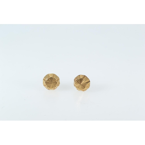 43 - Three pairs of yellow metal earrings, tested positive for 9ct gold, gross weight 2.14 grams, three b... 