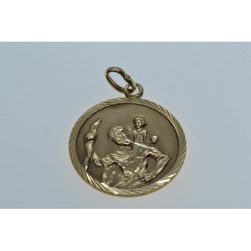 45 - Two 9ct gold St. Christopher pendants & a 9ct gold cross pendant, gross weight 5.38 grams