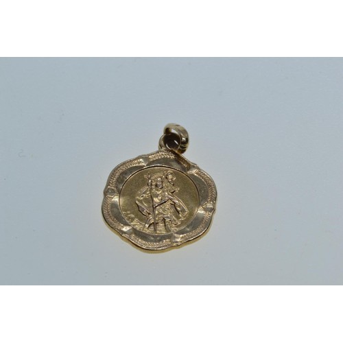 45 - Two 9ct gold St. Christopher pendants & a 9ct gold cross pendant, gross weight 5.38 grams