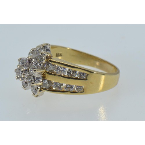 50 - 18ct gold & diamond dress ring, size R, 9.55 grams