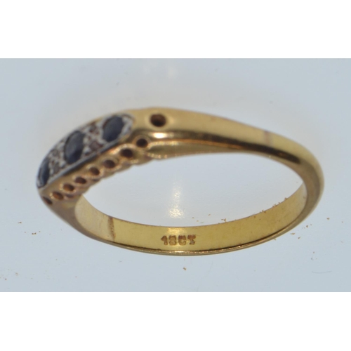 57 - 18ct gold, sapphire & diamond ring, size P1/2, 3.29 grams