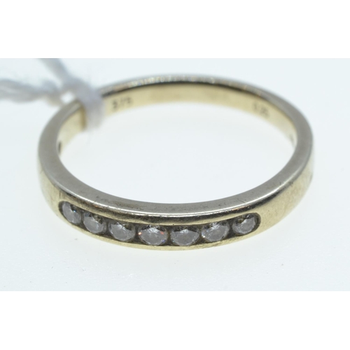 64 - 9ct white gold & diamond half hoop ring, size N1/2, 2.4 grams