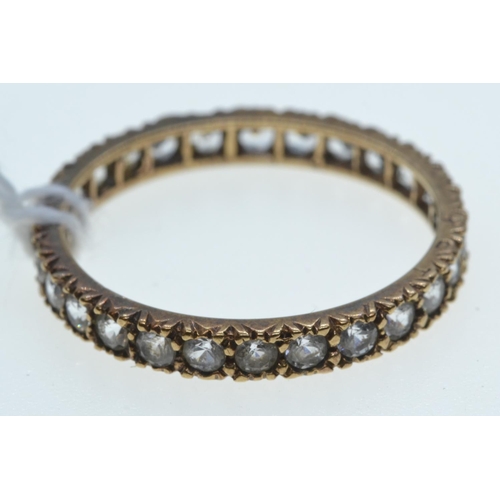 71 - 9ct gold & white stone eternity ring, size T, 2 grams