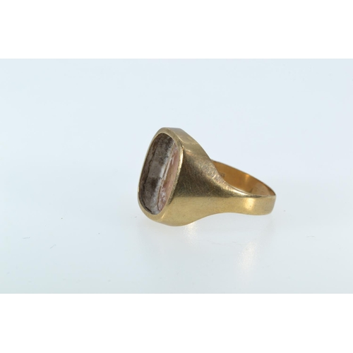 81 - Scrap 9ct gold signet ring, missing stone, size R, 2.59 grams