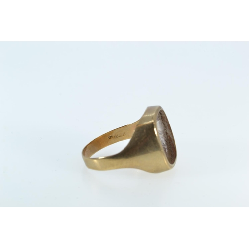 81 - Scrap 9ct gold signet ring, missing stone, size R, 2.59 grams