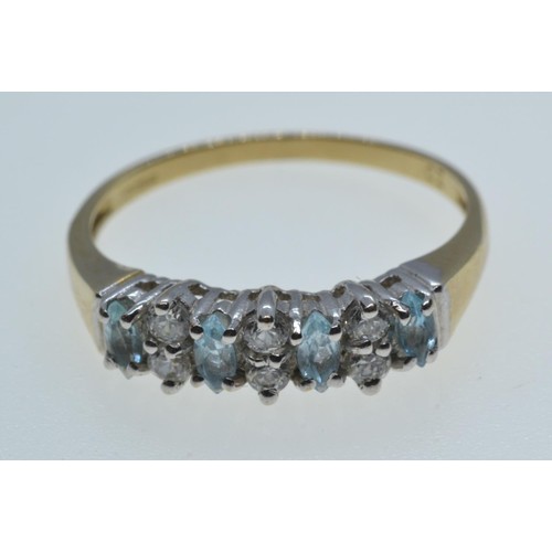 83 - 9ct gold, blue topaz & CZ ring, size O1/2, 2.05 grams