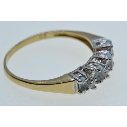 83 - 9ct gold, blue topaz & CZ ring, size O1/2, 2.05 grams