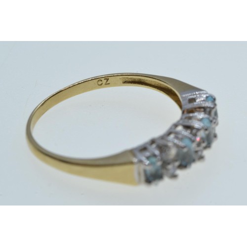 83 - 9ct gold, blue topaz & CZ ring, size O1/2, 2.05 grams