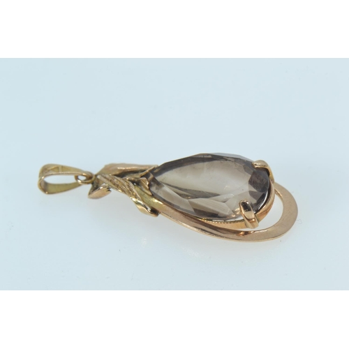 90 - Two 14ct gold pendants, one set with a smokey quartz, the other heart-shaped with a cultured pearl, ... 