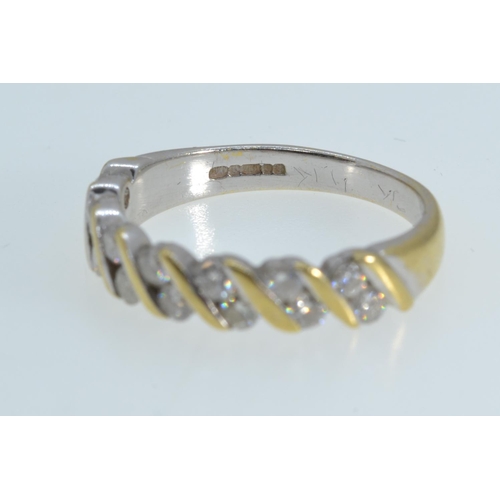 106 - 18ct gold & diamond half hoop ring, size P, 4.19 grams