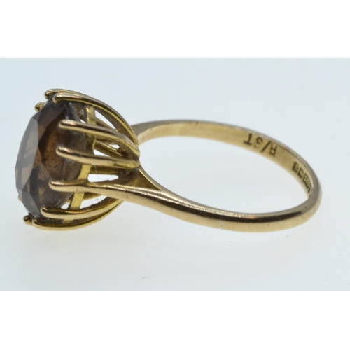 110 - 9ct gold & smoky quartz  ring, size L, 2.9 grams