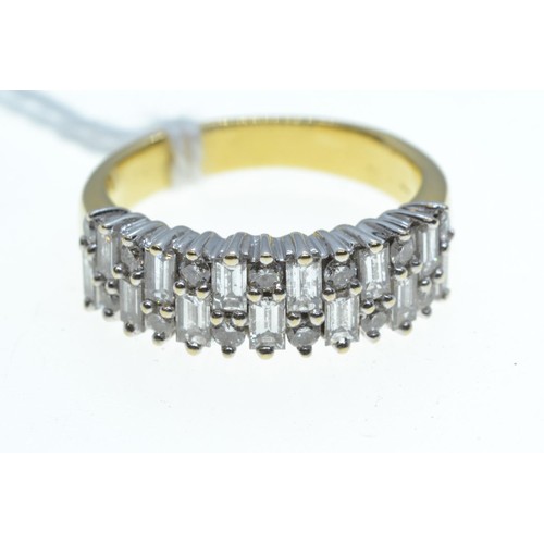 116 - 18ct gold & diamond ring, set with baguette & brilliant-cut diamonds, size J1/2, 5.9 grams