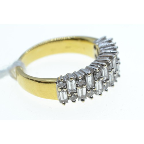 116 - 18ct gold & diamond ring, set with baguette & brilliant-cut diamonds, size J1/2, 5.9 grams