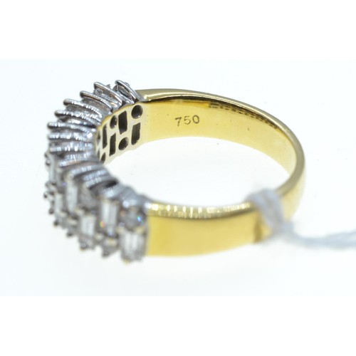 116 - 18ct gold & diamond ring, set with baguette & brilliant-cut diamonds, size J1/2, 5.9 grams