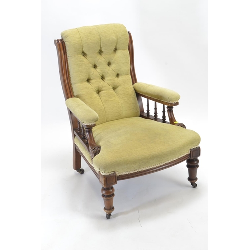 738 - Victorian button backed armchair W63 D74 H89cm