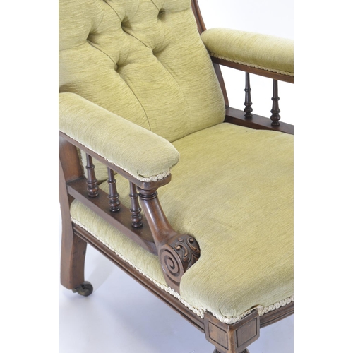 738 - Victorian button backed armchair W63 D74 H89cm