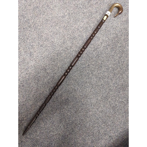 745 - Brass topped walking cane with long beaked bird handle