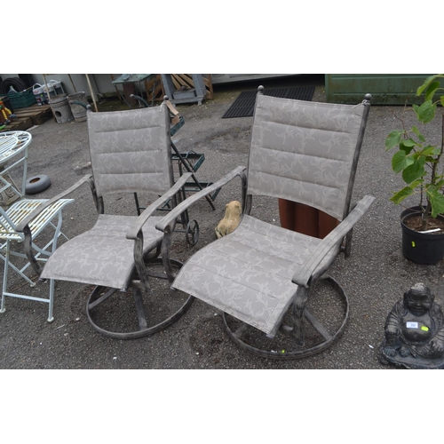 209 - Pair of aluminium swivel garden chairs