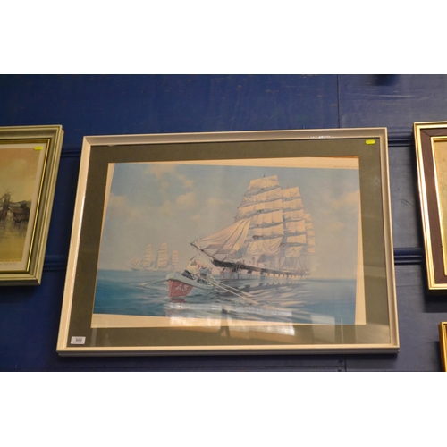 303 - K.A.Griffin signed artist proof of boats on water H53cm W74cm 