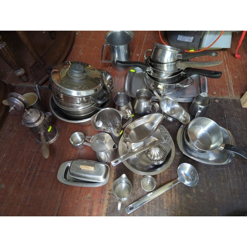 272 - Large quantity of stainless steel kitchen ware etc.