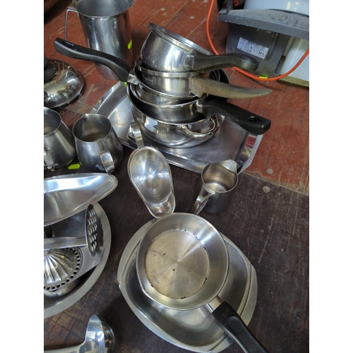 272 - Large quantity of stainless steel kitchen ware etc.