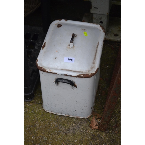 106 - Enamel bread bin. H28cm