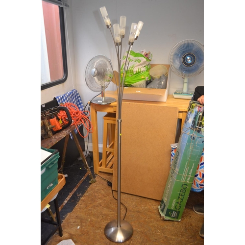 179 - Brushed chrome standard lamp. H167cm.