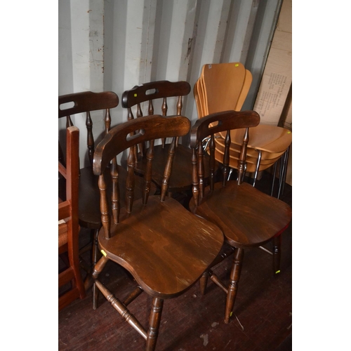 318 - 4 darkwood stickback kitchen chairs