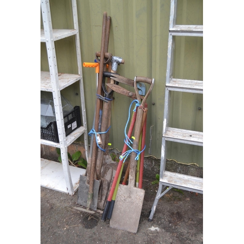 66 - 2 bundles of long handled tools, inc. spades, forks & loppers