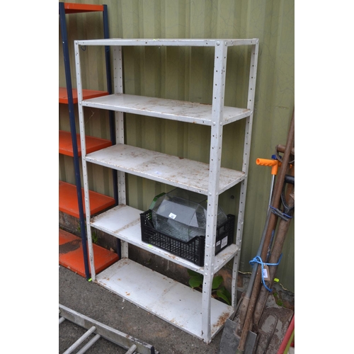 67 - 2x 5 tier metal racking shelf units. Largest: W76cm D32cm H162cm