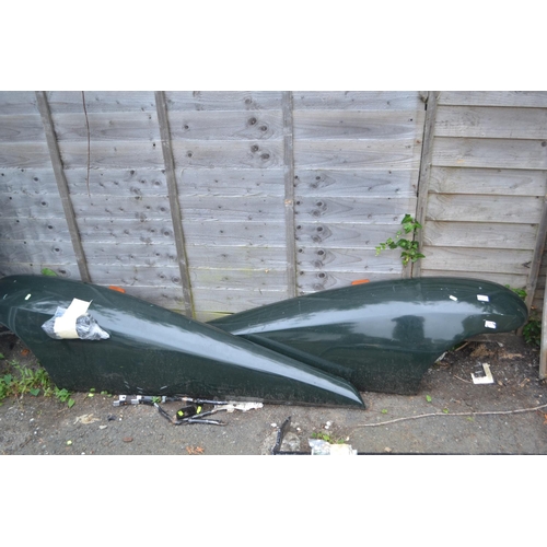 82 - Fibreglass body sections kit car swept wings in green