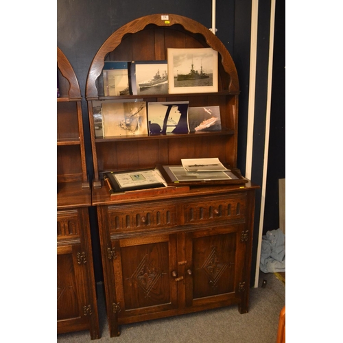 774 - Dutch style open topped dresser W91.5cm D42.5cm H175cm 