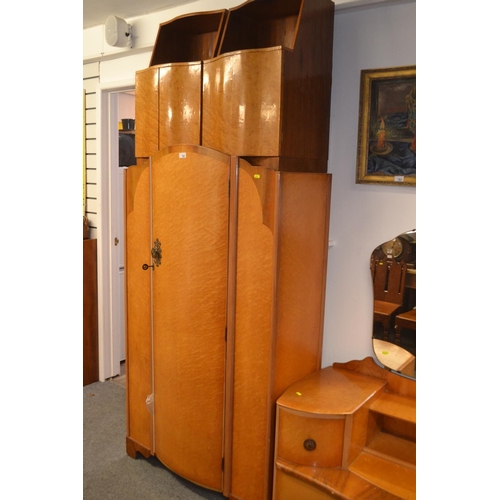 781 - Small 1930's Trucraft wardrobe with key, internal shelves, rail and 'studs' compartment L90 x D41 x ... 