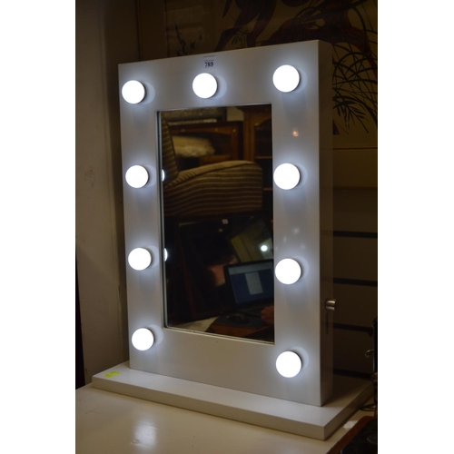 789 - Theatrical dressing room style mirror W53cm D25cm H67.5cm 