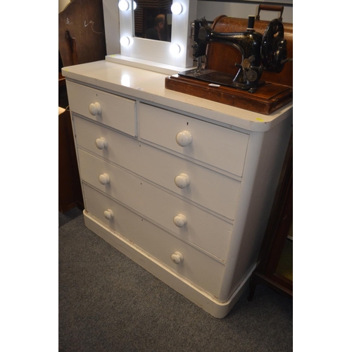 793 - White painted 2 over 3 chest of drawers W107cm D55cm H100cm