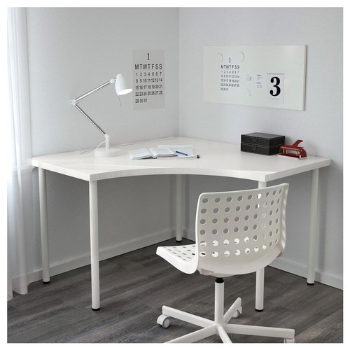 108 - Contemporary IKEA Linnmon table and matching corner desk. Table: L120cm D60cm H74cm. Corner desk: co... 